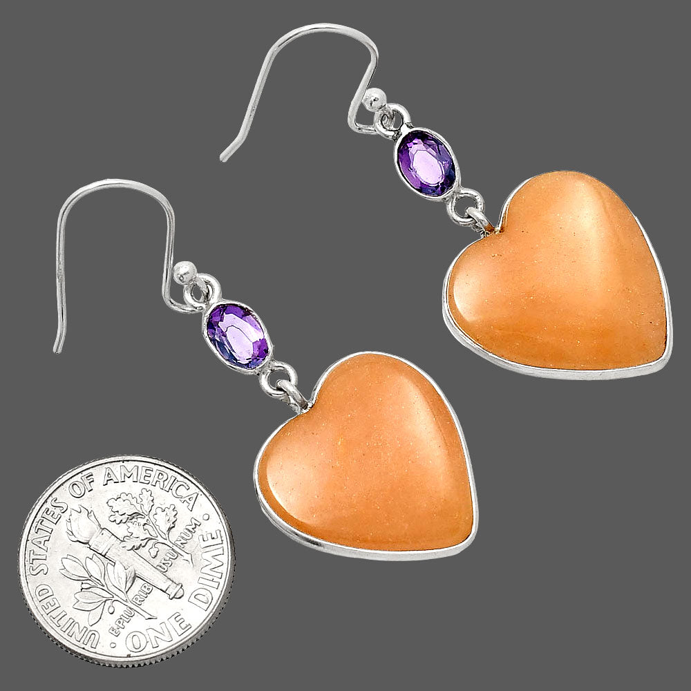 Heart - Orange Aventurine & Amethyst Earrings E-1002 SDE84984