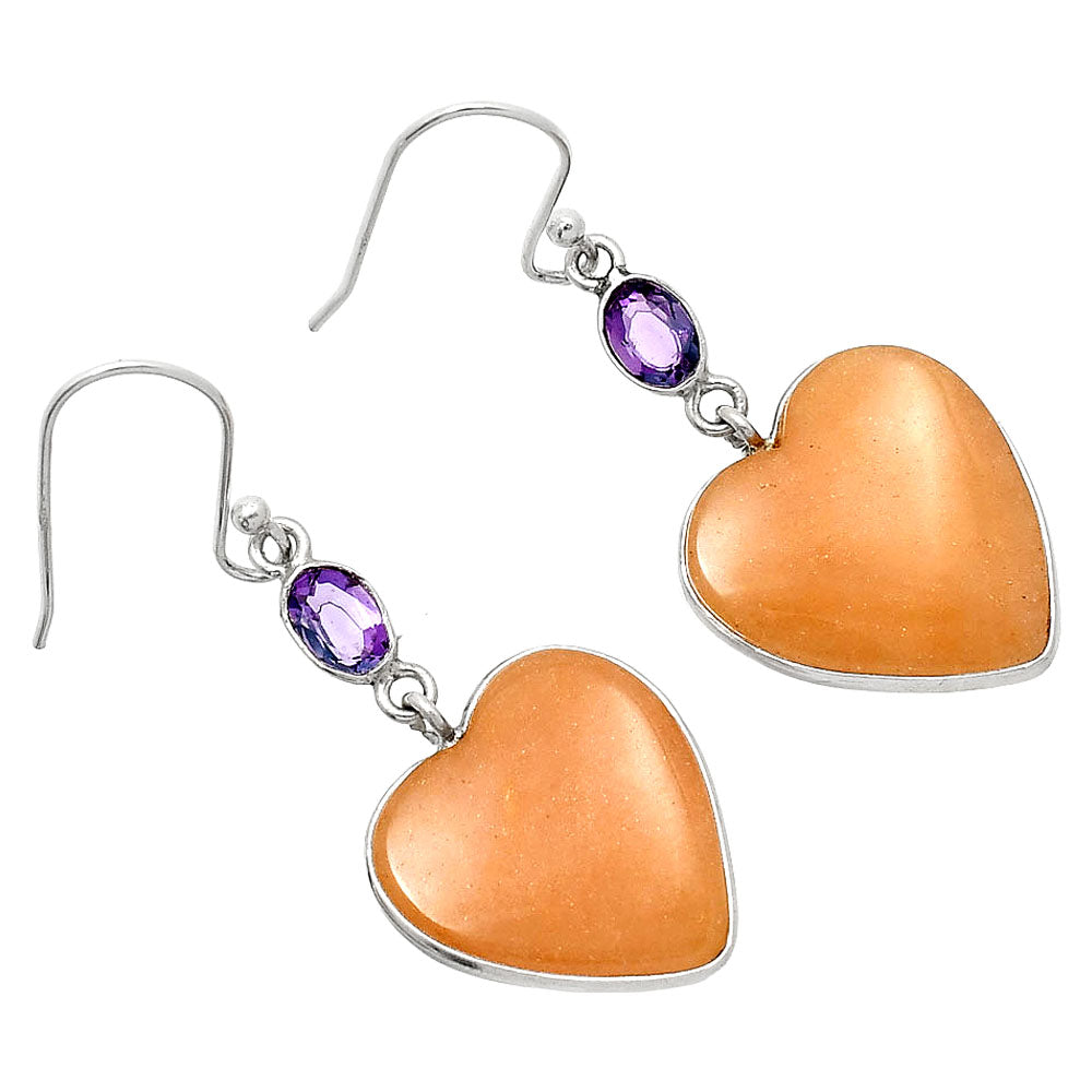 Heart - Orange Aventurine & Amethyst Earrings E-1002 SDE84984
