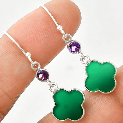 Natural Green Onyx & Amethyst Earrings E-1006 SDE85174