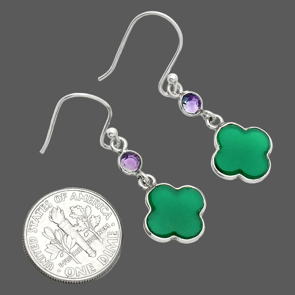 Natural Green Onyx & Amethyst Earrings E-1006 SDE85174