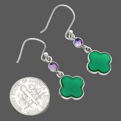 Natural Green Onyx & Amethyst Earrings E-1006 SDE85174
