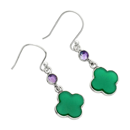 Natural Green Onyx & Amethyst Earrings E-1006 SDE85174