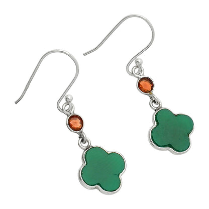 Natural Green Onyx & Garnet Earrings E-1006 SDE85177