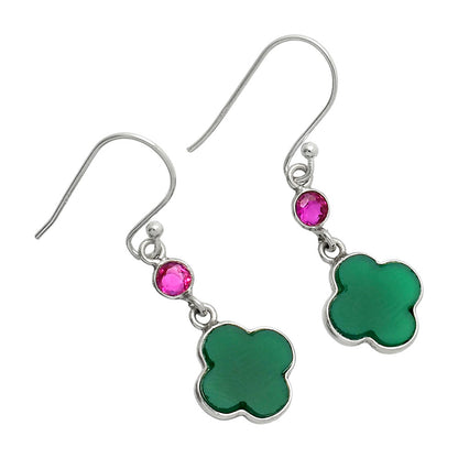 Natural Green Onyx & Ruby Earrings E-1006 SDE85180