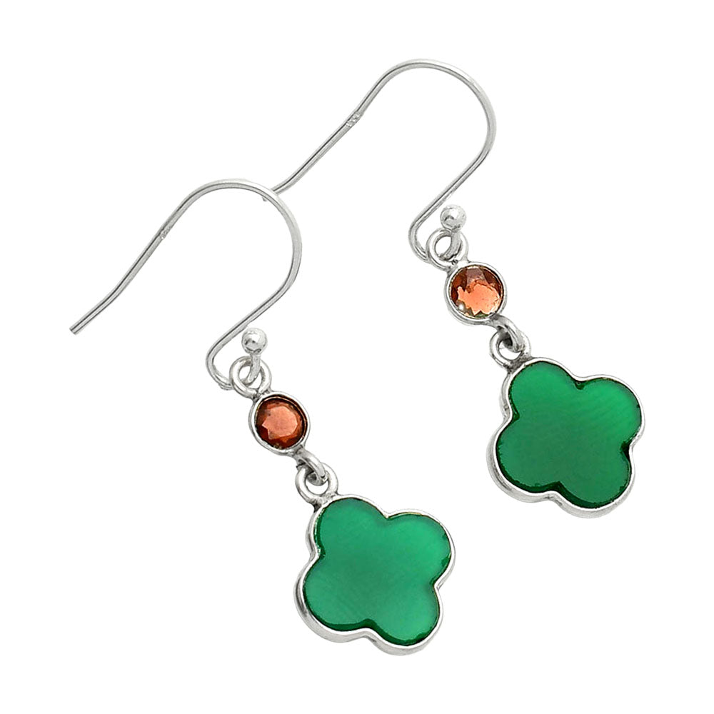 Natural Green Onyx & Garnet Earrings E-1006 SDE85181