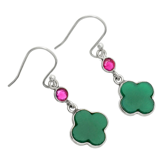 Natural Green Onyx & Ruby Earrings E-1006 SDE85186