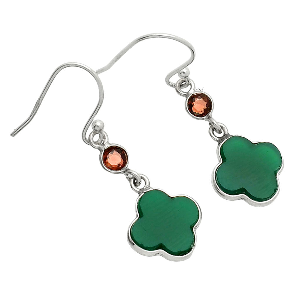 Natural Green Onyx & Garnet Earrings E-1006 SDE85190