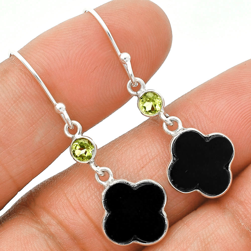 Black Onyx - Brazil & Peridot Earrings E-1006 SDE85201