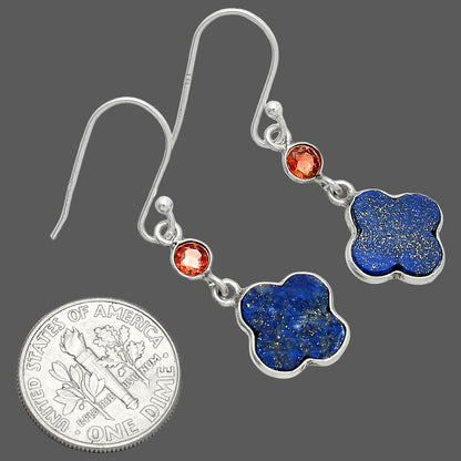 Lapis Lazuli - Afghanistan & Garnet Earrings E-1006 SDE85219