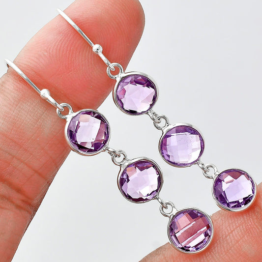 Amethyst Checker Briolette &  Earrings E-1007 SDE85261