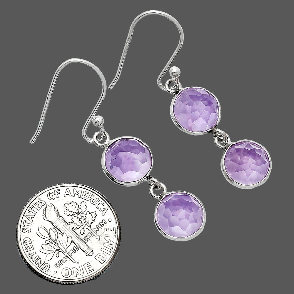 Natural Amethyst Checker - Brazil Earrings E-1006 SDE85297