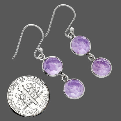 Natural Amethyst Checker - Brazil Earrings E-1006 SDE85297