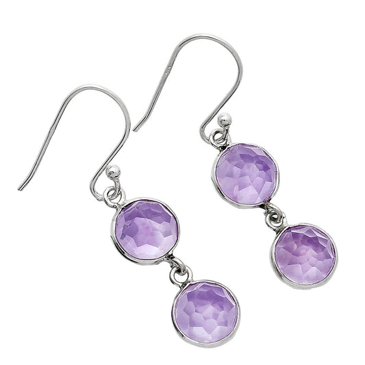 Natural Amethyst Checker - Brazil Earrings E-1006 SDE85297