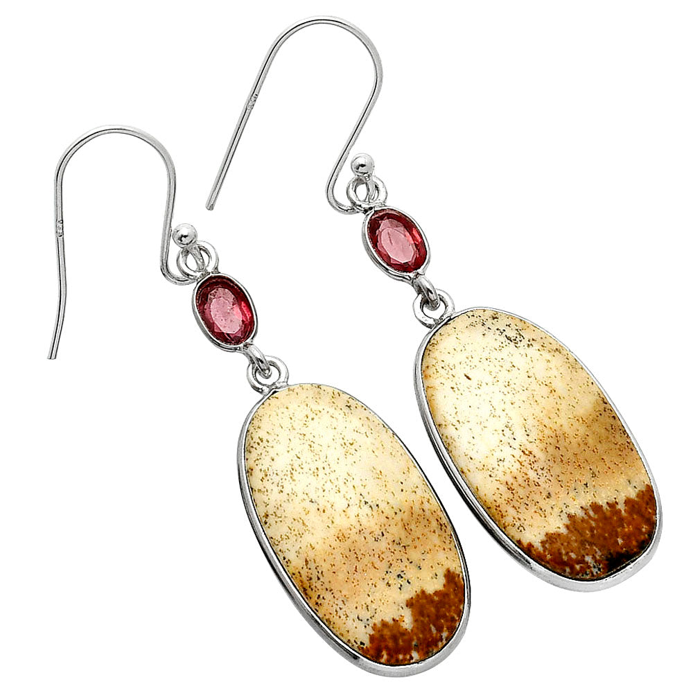 Natural Picture Jasper & Garnet Earrings E-1002 SDE85331