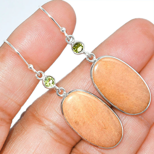 Natural Pink Aventurine & Peridot Earrings E-1002 SDE85355