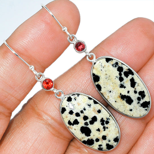 Natural Dalmatian & Garnet Earrings E-1002 SDE85416