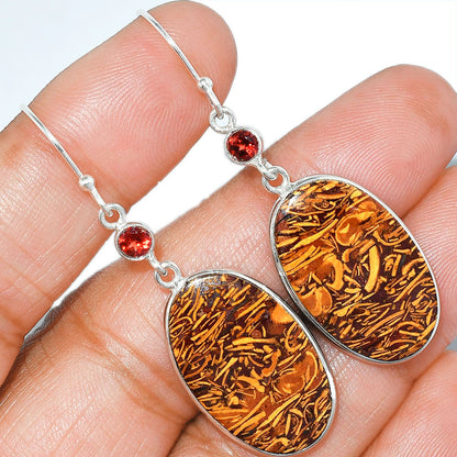 Coquina Fossil Jasper & Garnet Earrings E-1002 SDE85423