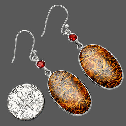 Coquina Fossil Jasper & Garnet Earrings E-1002 SDE85423
