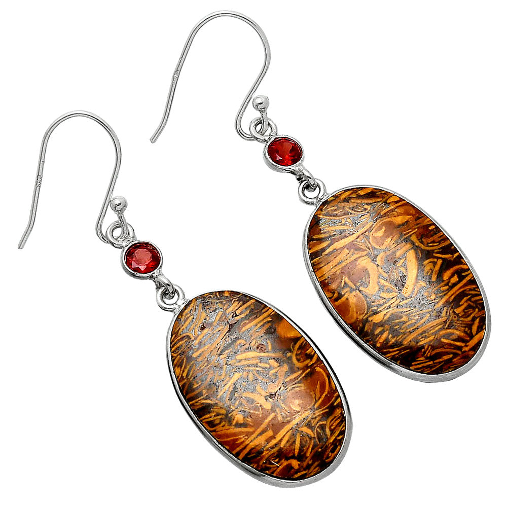 Coquina Fossil Jasper & Garnet Earrings E-1002 SDE85423