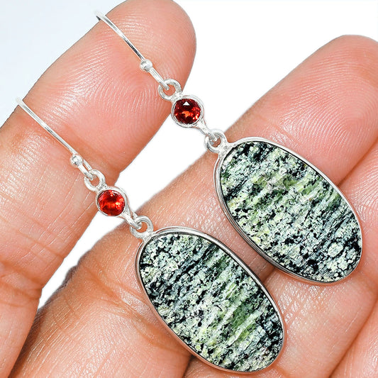 Natural Natural Chrysotile & Garnet Earrings E-1002 SDE85431