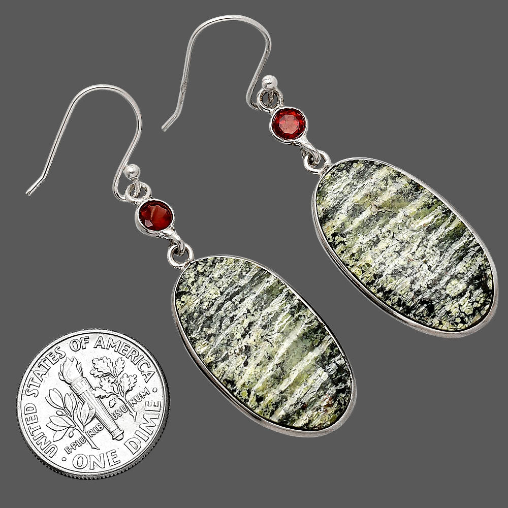 Natural Natural Chrysotile & Garnet Earrings E-1002 SDE85431