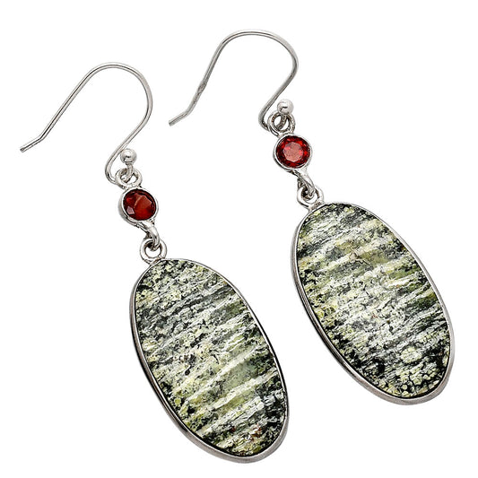 Natural Natural Chrysotile & Garnet Earrings E-1002 SDE85431