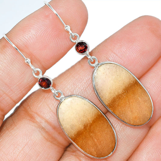 Natural Orange Aventurine & Garnet Earrings E-1002 SDE85432