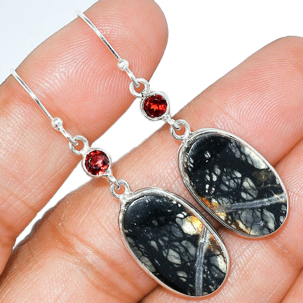 Natural Picasso Jasper & Garnet Earrings E-1002 SDE85446