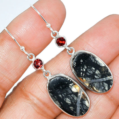 Natural Picasso Jasper & Garnet Earrings E-1002 SDE85446