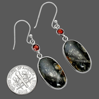 Natural Picasso Jasper & Garnet Earrings E-1002 SDE85446