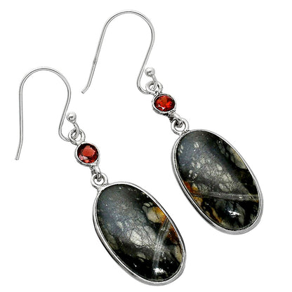 Natural Picasso Jasper & Garnet Earrings E-1002 SDE85446