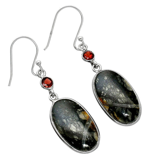 Natural Picasso Jasper & Garnet Earrings E-1002 SDE85446