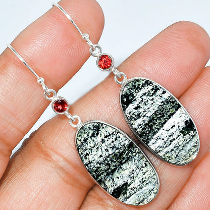 Natural Natural Chrysotile & Garnet Earrings E-1002 SDE85447