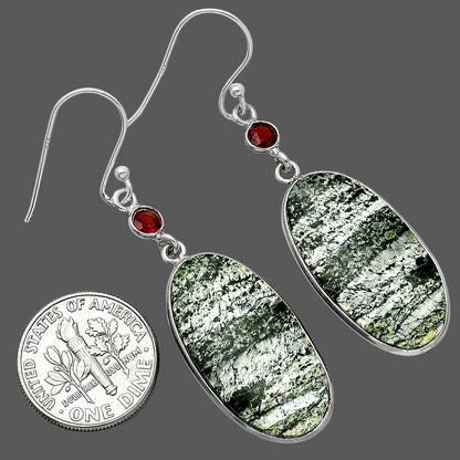 Natural Natural Chrysotile & Garnet Earrings E-1002 SDE85447