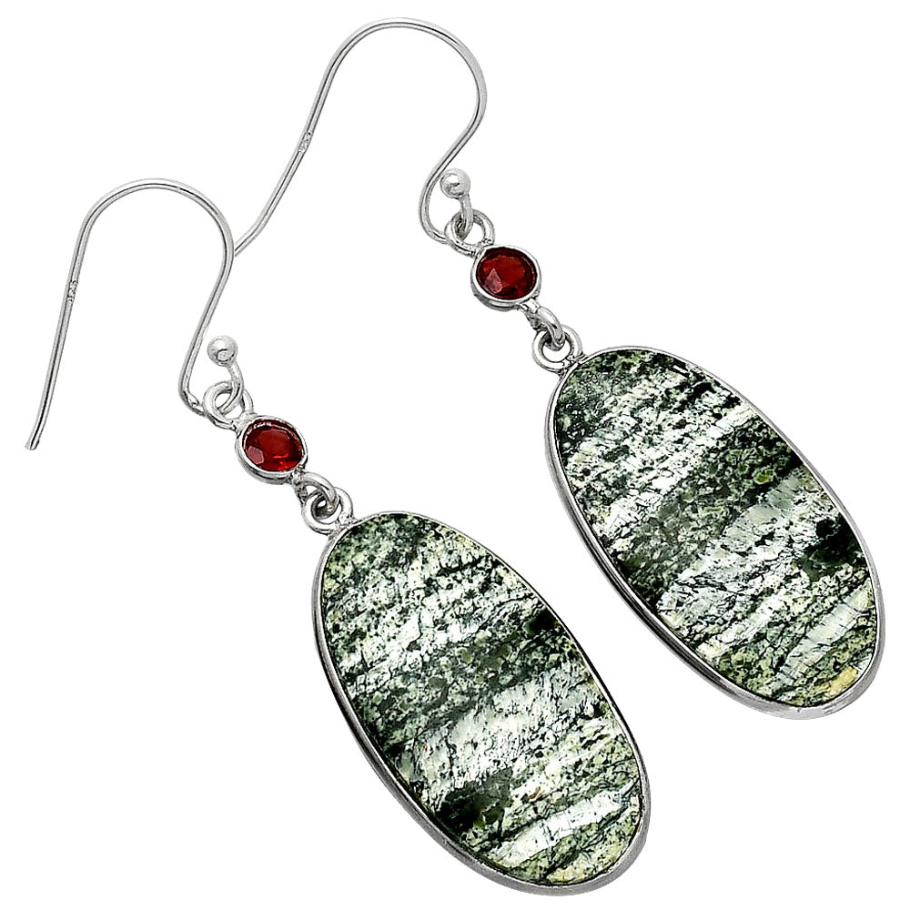 Natural Natural Chrysotile & Garnet Earrings E-1002 SDE85447