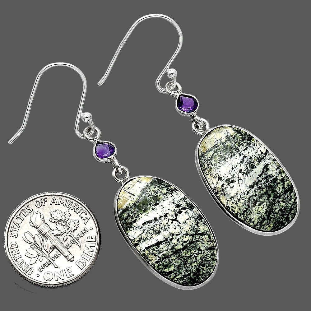 Natural Chrysotile & Amethyst Earrings E-1002 SDE85472