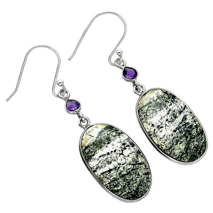 Natural Chrysotile & Amethyst Earrings E-1002 SDE85472
