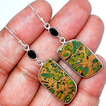 Natural Fruit Jasper & Black Onyx Earrings E-1002 SDE85481