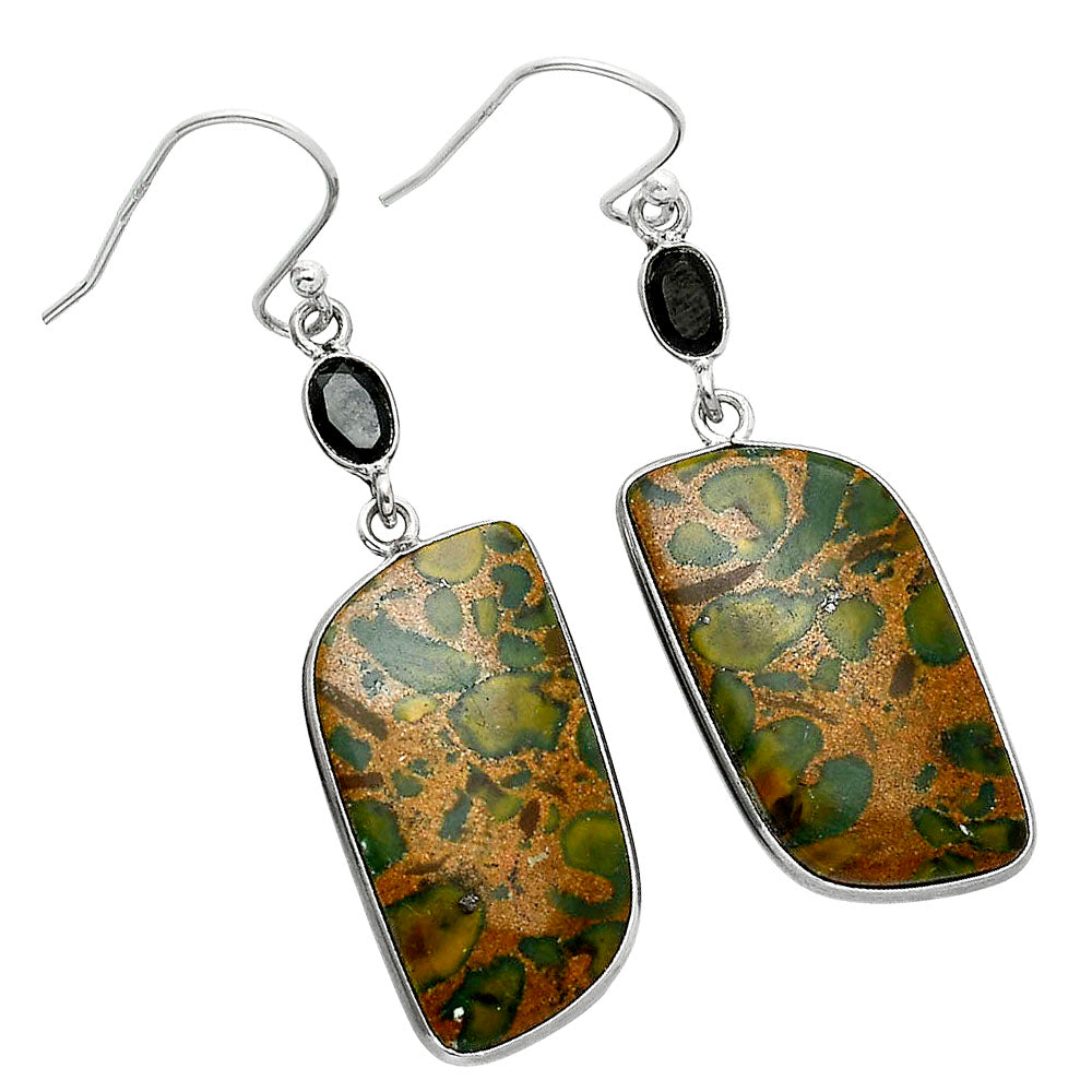 Natural Fruit Jasper & Black Onyx Earrings E-1002 SDE85481