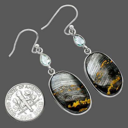 Iron Tiger Eye & Sky Blue Topaz Earrings E-1002 SDE85499