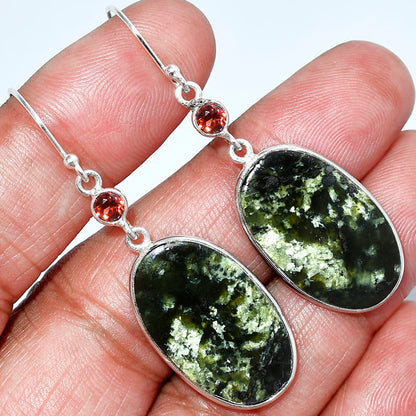 Natural Serpentine & Garnet Earrings E-1002 SDE85534