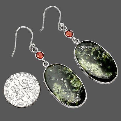 Natural Serpentine & Garnet Earrings E-1002 SDE85534