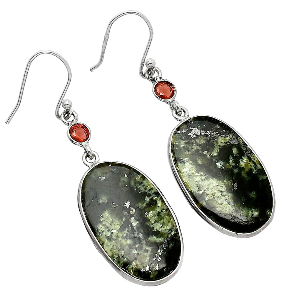 Natural Serpentine & Garnet Earrings E-1002 SDE85534