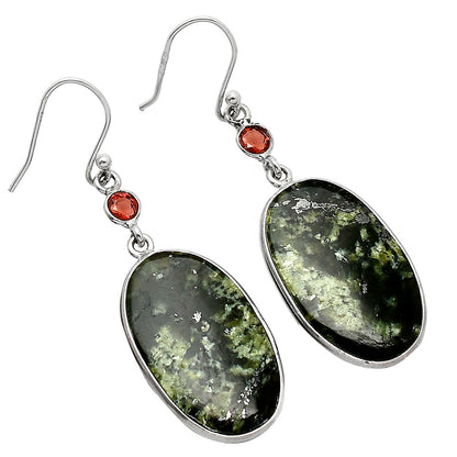 Natural Serpentine & Garnet Earrings E-1002 SDE85534