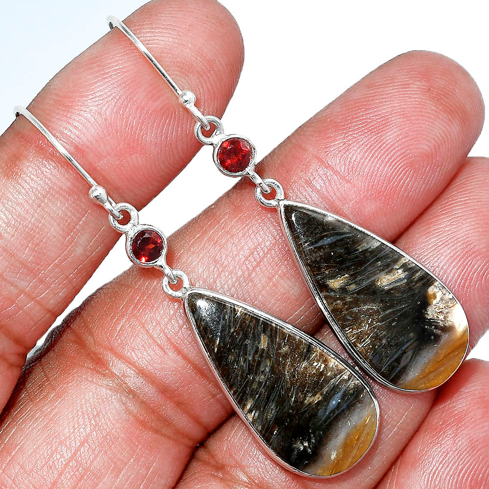 Natural Bat Cave Jasper & Garnet Earrings E-1002 SDE85537