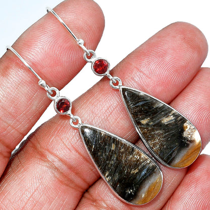 Natural Bat Cave Jasper & Garnet Earrings E-1002 SDE85537