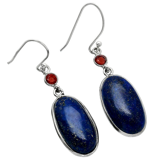 Lapis Lazuli - Afghanistan & Garnet Earrings E-1002 SDE85635