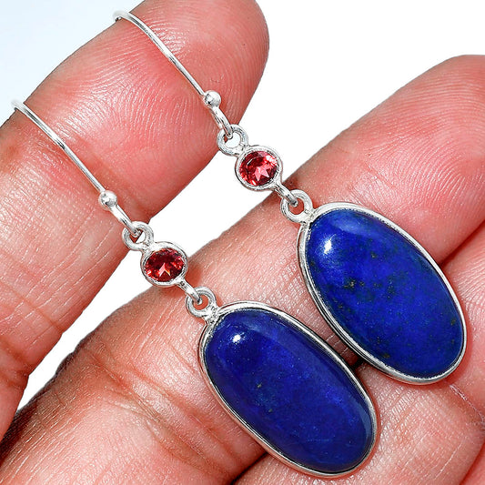 Lapis Lazuli - Afghanistan & Garnet Earrings E-1002 SDE85638