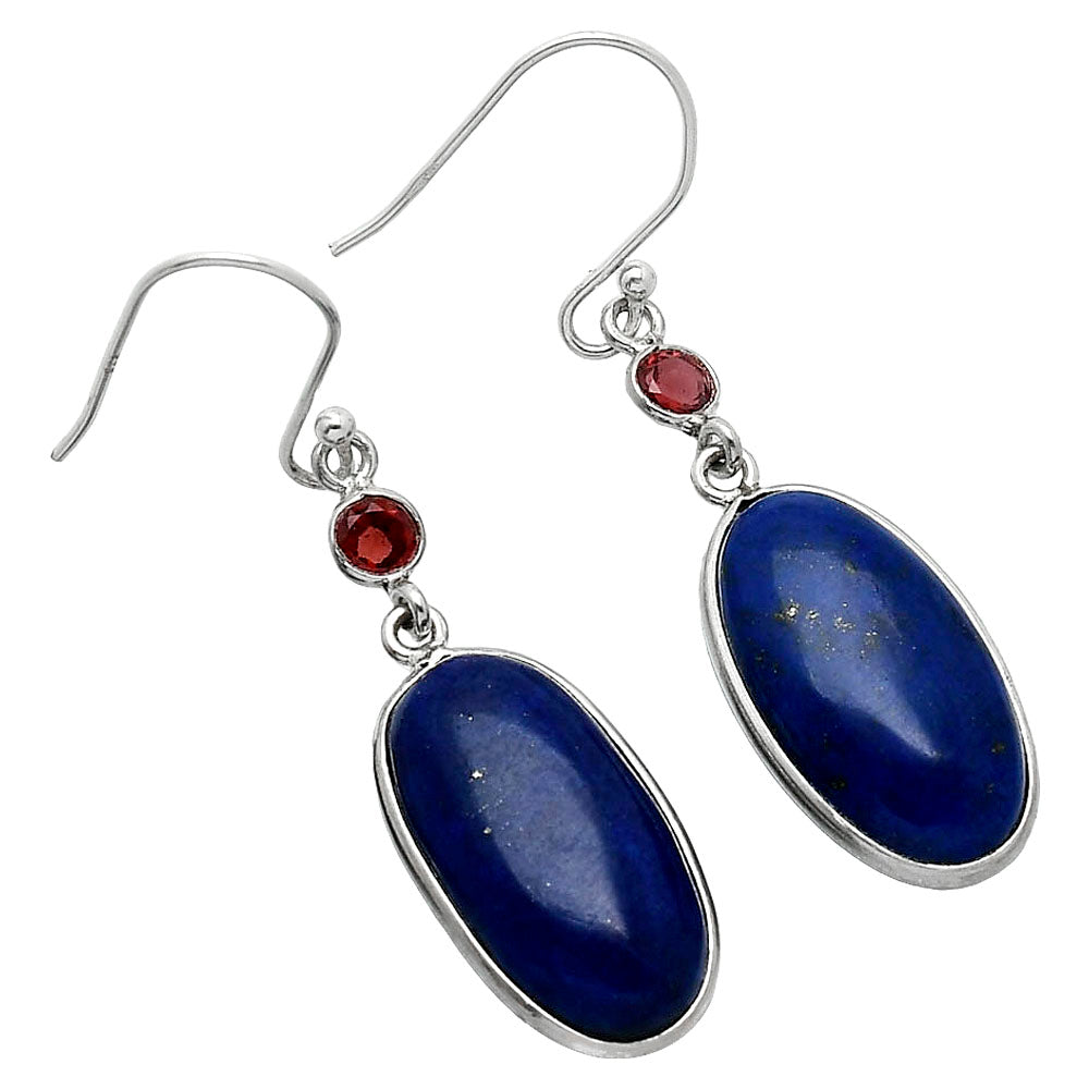 Lapis Lazuli - Afghanistan & Garnet Earrings E-1002 SDE85638