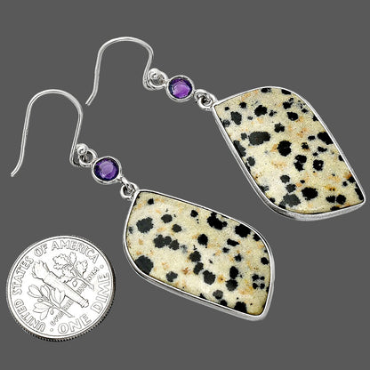 Natural Dalmatian & Amethyst Earrings E-1002 SDE85647